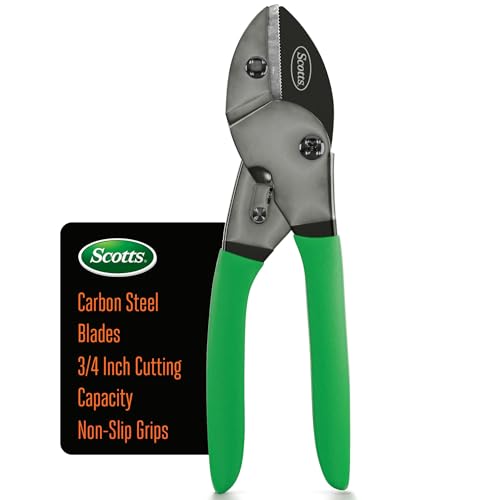 Scotts 8 in. Anvil Pruning Shears – 1/2 in. Cutting Capacity, Heavy-Duty Garden Pruner for Dry Stems and Dead Wood, Sap Resistant – Comfort Grip with Sharp Carbon Steel Blade for Yard and Garden Use - style: Anvil Pruner