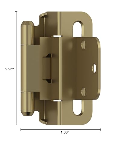 Amerock 1 Pair 3/8" Inset Golden Champagne Self-Closing Wrap Hinge - color: Golden Champagne, size: 3/8 Inch (10 mm) Inset