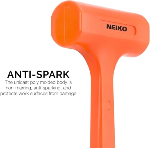NEIKO 02848A 3 LB Dead Blow Hammer, Neon Orange | Unibody Molded | Checkered Grip | Spark and Rebound Resistant - size: 3 Pound, style: Dead Blow