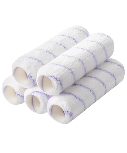 Bates- Paint Roller Covers, 9", Purple Stripes, 5 Pack, Covers for Paint Rollers 9 Inch, 9 Inch Paint Roller Covers, Paint Roller Cover, Paint Roller Covers 9 Inch, Large Paint Roller Covers - color: Light Purple Stripes, size: 9 Inch, 5 Pack