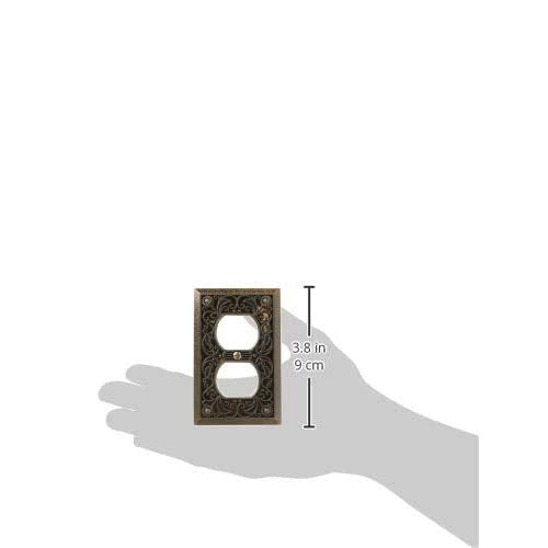 Amerelle 65DAB Filigree Wallplate, 1 Duplex, Antique Brass - size: 1 Duplex