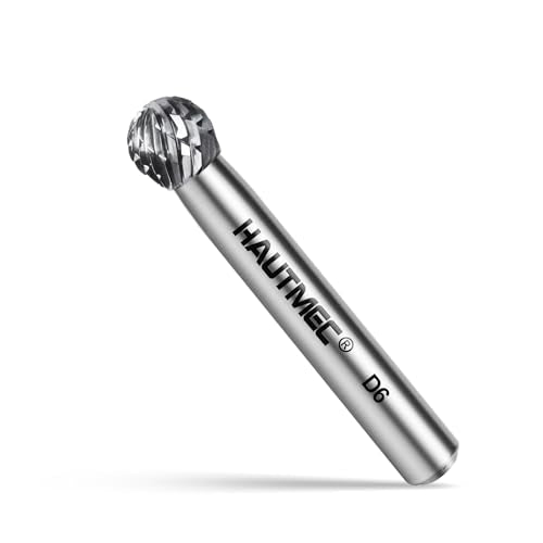 HAUTMEC Tungsten Carbide Rotary Burr Bit YG6, 1/4" Shank Double Cut Die Grinder Bit, Low Vibration Precision Rotary File for Metal Grinding, Engraving & Deburring (6MM Ball Head), HT0449 - color: Ball Head, size: 6mm