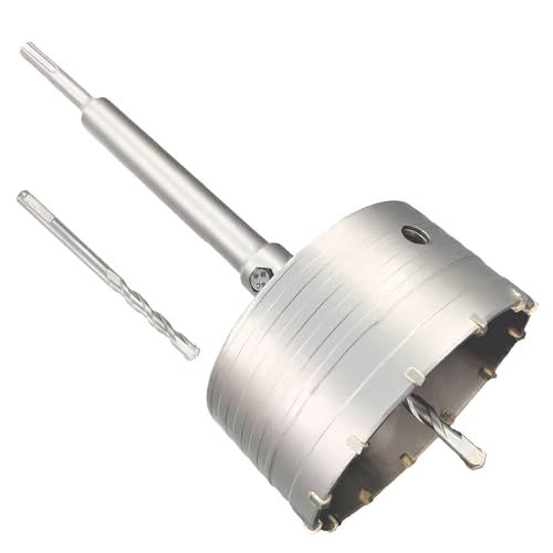 4-1/4" Concrete Hole Saw, 110mm Tungsten Steel Core Bit for Cinder Block, Brick, Rock, Plank Walls for Pipes or mini Split Lines, with SDS Plus Shank and 2 Center Positioning Drill Bits. - size: 4-1/4"