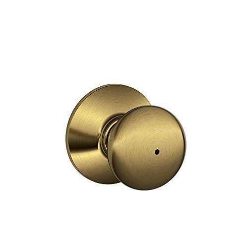 SCHLAGE Plymouth Bed/Bath Privacy Door Knob with Lock, Antique Brass - color: Antique Brass, size: Standard