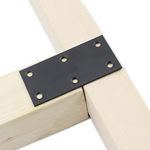 4 Pack Flat Straight Brace Brackets, ULIFESTAR Black Stainless Steel Mending Bracket Plate Metal Shelf Support Fixing Joining Plate for Furniture,Wood,Shelves,Cabinet with Mounting Screws - size: 80 x 40 x 2 mm