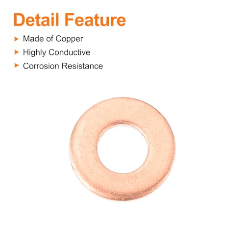 MECCANIXITY 52 Pcs Flat Copper Washers, 4x9x1mm Copper Upgraded Flat Metric Sealing Crush Ring Washers for Hydraulic Fittings Screw Bolt Nut Electronic Repair - size: 4x9x1mm