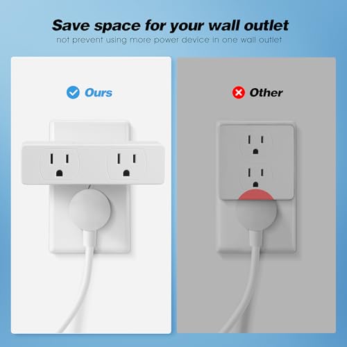 Outlet Extender 2pack, 4AC Multi Plug Wall Outlet, Multiple Outlet Splitter | 3-Plug Wall Adapter, Multiple Plugs in One Outlet, Cruise Essentials, Electrical Wall Outlet Adapter - color: 4 AC Outlet Extender 2pack