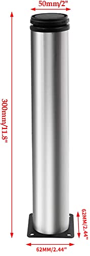 4 Pack Furniture Leg Set, 2" Dia 12" H Adjustable - size: 12 Inch