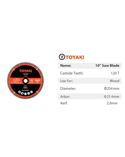 10 Inch Miter Saw Blade, 120-Tooth ATB for Cutting Wood, Arbor 1" - size: 10"_120T_arbor(25.4mm)