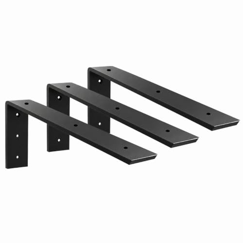 WINKER Countertop Support Bracket 3 Pack Heavy Duty 3/8" Thick Hidden L Shelf Bracket 12" x 6" x 2.5" Metal Corbels for Quartz/Granite/Wood/Concrete/Laminate Countertops, Black - size: 12″x6″x2.5″-3/8" thick, style: Black-3Pack