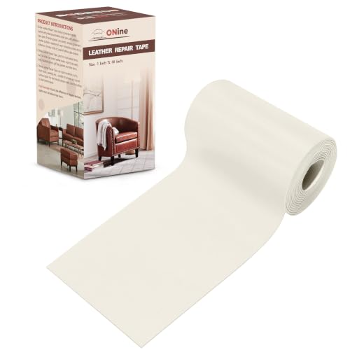ONine Leather Repair Patch,Leather Repair Tape, 3 x 60 inches Leather Repair Patch for Furniture,Sofas,Office Chair,car Seats,Vinyl Repair Kit(White Khaki) - color: White Khaki, size: 3 x 60 inches