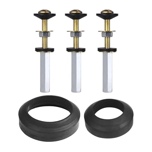 Toilet Tank to Bowl Gasket Kit with 3 Sets of 304 Stainless Steel Bolts, Includes 2-Inch & 3-Inch Toilet Seal Gaskets, Universal Repair Kit for 2-Piece Toilets, Leak Fix Kit