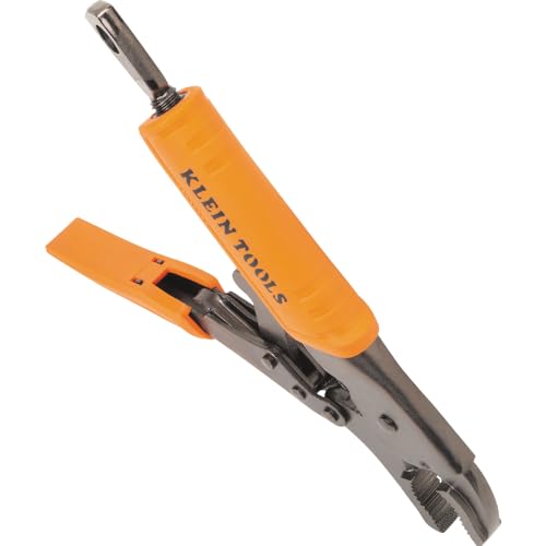 Klein Tools 38602 Curved Jaw Locking Pliers with Quick Release Handles, Intuitive Thumb Knob, High Torque and Gripping Power, 10-Inch - size: 10-Inch