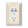 Multi Plug Outlet Surge Protector - POWSAF 5 Outlet Extender with 4 USB Ports(2 USB-C PD 20W) and Night Light, 3-Sided Power Strip with Adapter Spaced Outlets - ETL, White