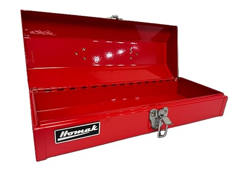 Homak Tool Box, 16" Portable Steel Small Tool Box with Metal Latch Closure & Plastic Handle, Multi-Purpose Heavy Duty Toolbox, Red - size: 16-Inch x 6-Inch x 4-Inch - Small