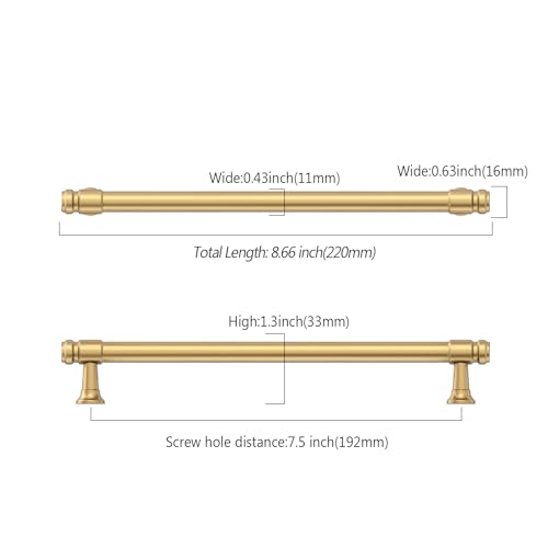 9BUILD 10 Pack 7.5 Inch Champagne Bronze Cabinet Handles,Kitchen Hardware - color: Champagne Bronze, size: 7.5"/192MM Hole Center