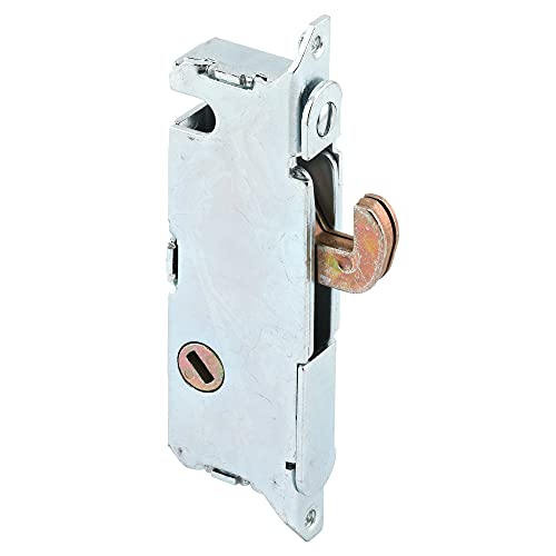 Prime-Line E 2014 Mortise Lock - Adjustable, Spring-Loaded Hook Latch for Sliding Patio Doors Constructed of Wood, Aluminum and Vinyl, 3-11/16 In., 45 Keyway, Round Face (Single Pack) - style: steel