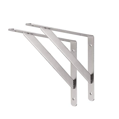 CLT Shelf Bracket, 8” Max Load: 220 lb Heavy Duty Stainless Steel Bracket for Table Bench, Space Saving DIY Bracket, Pack of 2 - color: Silver, size: 8 Inch