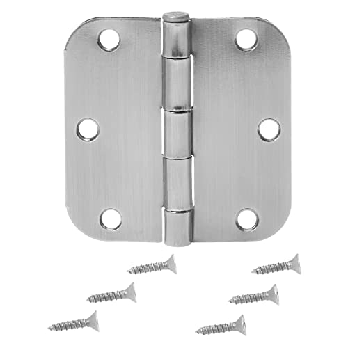 Amazon Basics Rounded Interior Door Hinges with Screws, 3.5" x 3.5", Satin Nickel, Curved Corners, 18-Pack - color: Satin Nickel, size: 18 Pack