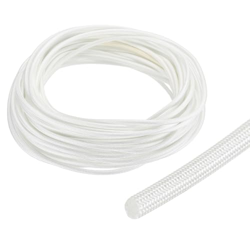 uxcell Insulation Cable Protector,2.5mm/0.10 Inch-15m/49 Feet High Temp Fiberglass Sleeve White - color: White, size: 2.5mm-15m