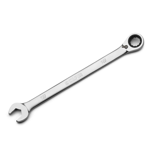 Capri Tools 18 mm 120-Tooth Ultra-Smooth Reversible Ratcheting Combination Wrench, XL Long Series, Metric, 12-Point - size: 18 mm