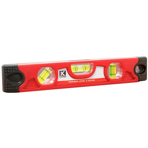 Kapro - 227 Toolbox Level - 9-Inch - for Leveling and Measuring - Features V-Groove, Magnet Strip, Rubber End Caps, and Colored Vials