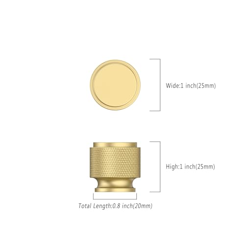 Asidrama 10 Pack Brushed Gold Zinc Alloy Knurled Dresser Knobs Cabinet Hardware for Dresser Drawers - color: Brushed Gold, style: 10 Pack