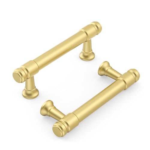 9BUILD 10 Pack 3 Inch Brushed Gold Cabinet Pulls,Kitchen Hardware - color: Brushed Gold, size: 3"/76MM Hole Center