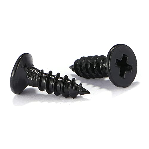 #4 x 3/8" Wood Screw 100Pcs 18-8 (304) Stainless Steel Screws Flat Head Phillips Fast Self Tapping Drywall Screws Black Oxide by SG TZH - size: #4 x 3/8"