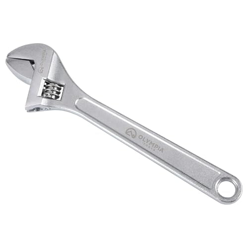 Olympia Tools 10" Adjustable Wrench, Heavy Duty Drop Forged Steel, Chrome Plated, Precision Machined Jaws, Rust Resistant - size: 10-Inch