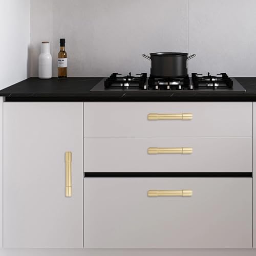 10 Pack 3-3/4 Inch(96mm) Kitchen Cabinet Handles Brushed Gold Cabinet Pulls Alloy Drawer Pulls Solid Cabinet Hardware - color: Brushed Gold, size: 3-3/4'' Hole Center(96mm)