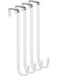 Single Long Over Door Steel Hooks 4 Pack Fit 1-3/8" Door 10" White - size: 10"Length