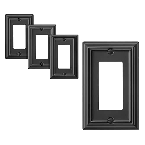 DEWENWILS Metel Decorator Outlet Cover, 4-Pack Wall Plates - color: Black, size: 3 Toggle 2PK