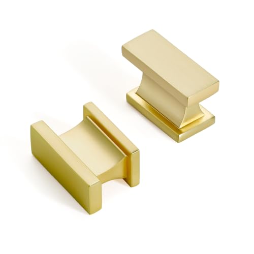 Brushed Brass Kitchen Rectangle Cabinet Knobs 1.49 Inch 10 Pack - color: Brushed Brass, size: 1.49"/38MM Single Hole