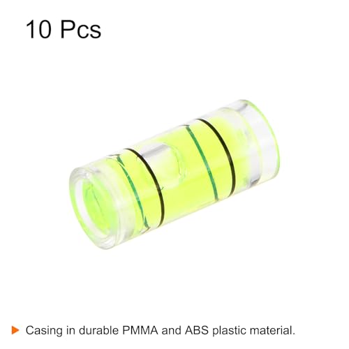HARFINGTON 10pcs Small Cylindrical Bubble Level Vials 7x16mm PMMA Mini Horizontal Bubble Spirit Level Measuring Layout Tools for RV TV Picture Frame Hanging Tool Leveler - size: 7x16mm