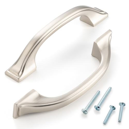 3 in Brushed Nickel Cabinet Pulls Arch Drawer Handles 10 Pack P2409 - color: Brushed Nickel, size: 3" Hole Centers-10 Pcs
