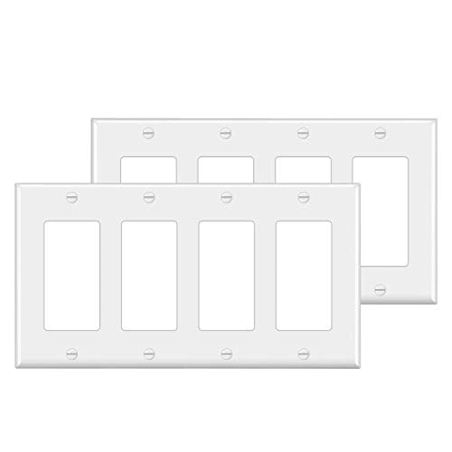 2 PK BESTTEN 4 Gang Decorator Light Switch or Receptacle Outlet Wall Plate - size: 4 Gang 2PK