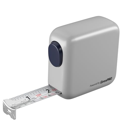 GRENPRO Self-Locking Tape Measure, 10ft/3m Dual Scale, Stiff Blade Grey - color: Light Gray