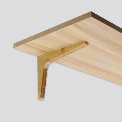 Antrader 2PCS Wall Mount Wooden Shelf Brackets,7.6"×5.8"×0.8",Light Brown - color: Light Brown, size: 7.6"×5.8"×0.8",2pcs