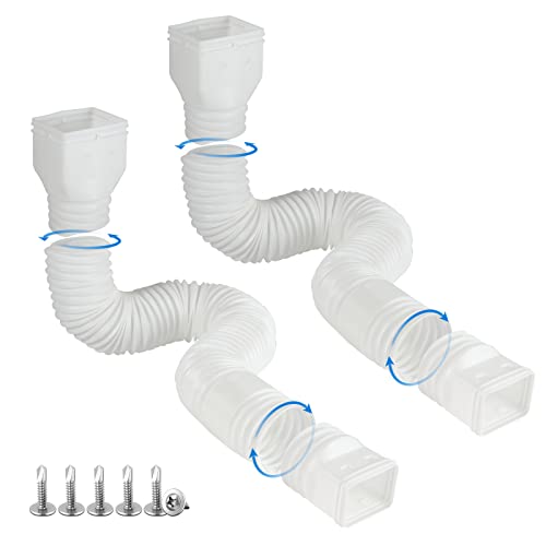 plusgutter White-2pack Rain Gutter Downspout Extensions Flexible, Drain Downspout Extender,Down Spout Drain Extender, Gutter Connector Rainwater Drainage,Extendable from 21 to 68 Inches - color: White