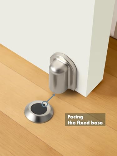 2 Pack Nickel Door Stopper Magnetic Door Cathc Brushed Nickel Floor Mounted Door Stop Keep Door Open with Screws and Adhesive No Drilling - color: Nickel