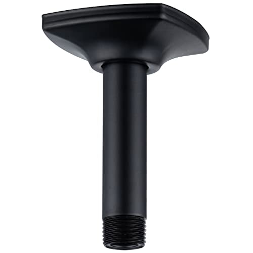 Shower Arm 4 Inches Ceiling Mount Replacement Rain Straight Arm Ceiling-Mounted For Fixed Shower Head & High Pressure Rain Matte Black,SW-91038-4MB. - color: R-angle Square Flange-4" Matte Black