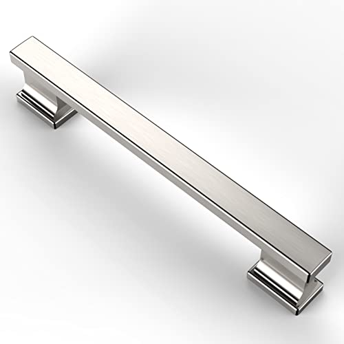 Asidrama 6 Pack 5 Inch(128mm) Brushed Satin Nickel Kitchen Cabinet Handles, Cabinet Pulls Kitchen Cabinet Hardware for Cupboard Drawer Pulls - color: Brushed Satin Nickel, size: 5" Hole Center, style: 6 Pack