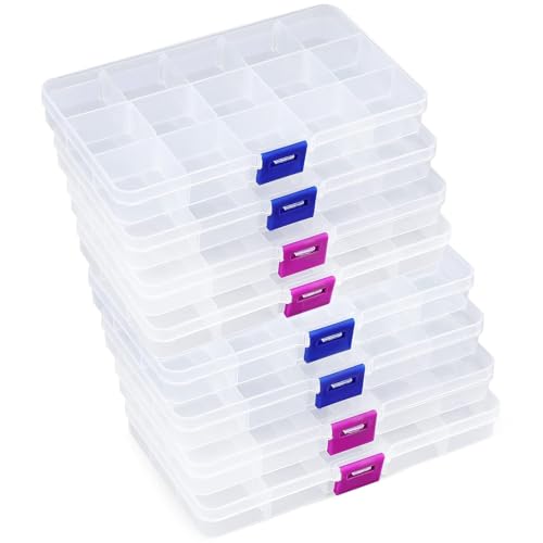 Opret Bead Organizer 15 Grids 8 Pack for Crafts - color: 8 pcs, transparent