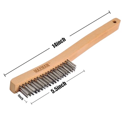 MAXMAN Wire Brush 2Pcs,14" Stainless Steel Bristle, Heavy Duty Rust Remover - style: 2Pcs Stainless Steel Wire Brushes