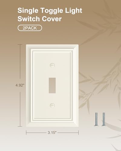 2-Pack Natural Bamboo Fiber Single Toggle Light Switch Cover Plate - color: Light Almond, size: 1 Toggle 2PK