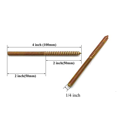 12 Pack 1/4-20 x 4 Inch Hanger Bolts 1/4-20" Double Headed Bolts 1/4 Wood Dowel Screw Self-Tapping Screw Hanger Bolts for Furniture Screws Threaded Rods Bolt 100mm Length - size: 1/4-20"x4"-12PCS