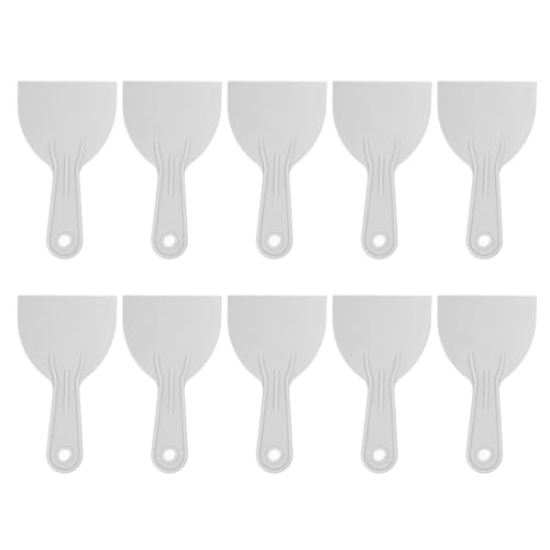 HARFINGTON 10pcs Putty Scraper 3.9" Width 2mm Thin Flexible Plastic Putty Knives for Taping Drywall Spreading Painting Wall Scratching Gray - size: 3.9"