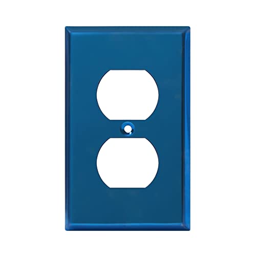 ENERLITES Duplex Receptacle Metal Wall Plate, 1-Gang, Polished Blue - color: Polished Blue, size: Standard Size