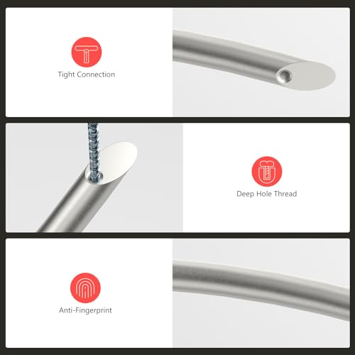 homdiy Solid Brushed Nickel Cabinet Pulls, 5 Inch Silver Arched Drawer Handles, 10 Pack Kitchen Cabinet Hardware, Screws Included for Cupboard Closet Furniture Upgrade - color: Brushed Nickel, size: 5 Inch Hole Centers